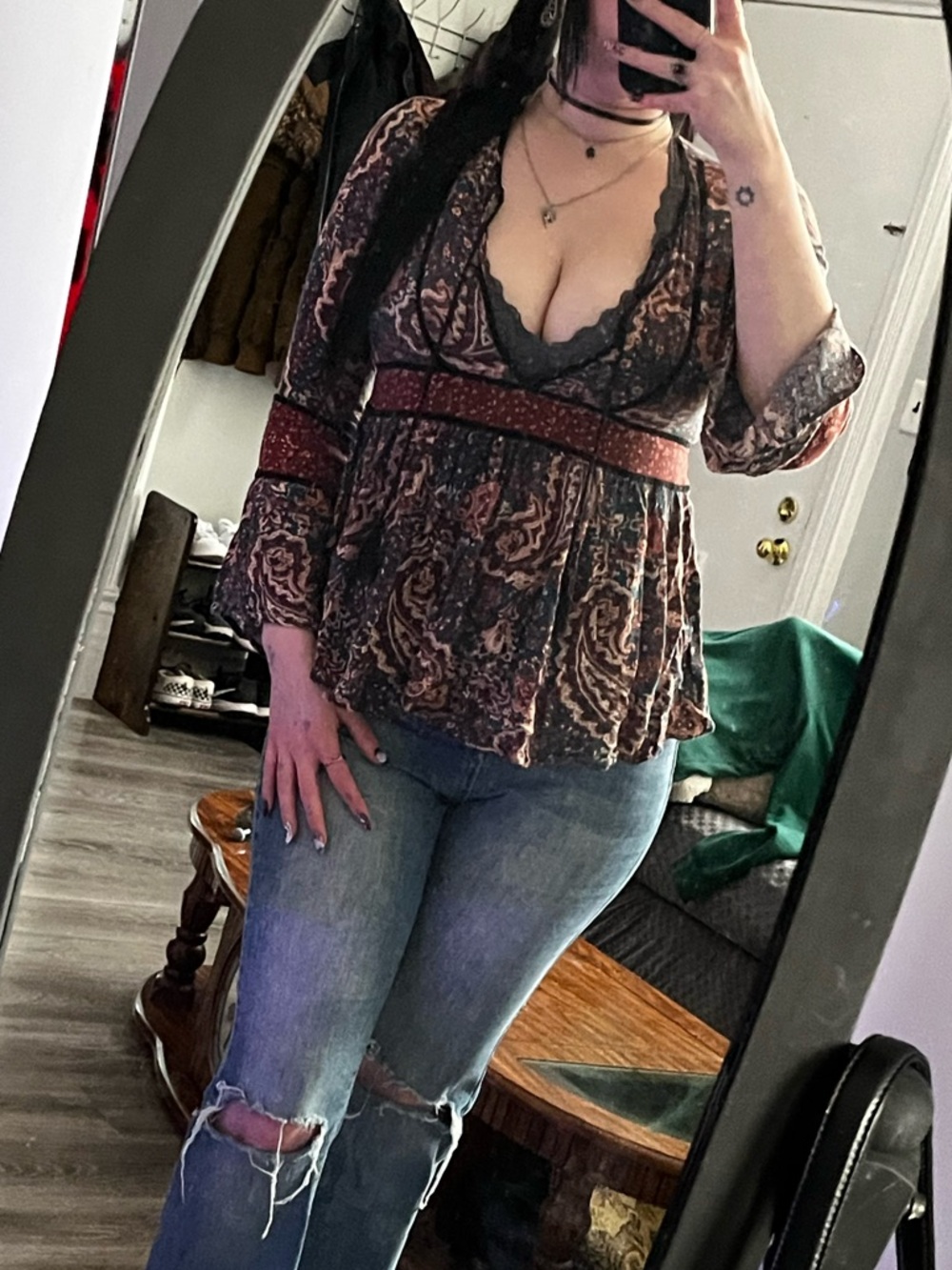 American Eagle Outfitters Paisley Blouse - Blue and Brown
